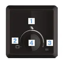 1. Käsitsirežiim

2. Eemalolekurežiim (7 °C)

3. Küttekeha töösoleku kontrolllamp

4. Režiimi ja temperatuuri valiklüliti