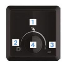 1. Käsitsirežiim

2. Eemalolekurežiim (7 °C)

3. Küttekeha töösoleku kontrolllamp

4. Režiimi ja temperatuuri valiklüliti