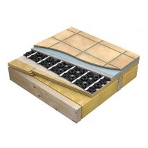 1. Põrandaplaadid või kate
2. Niiskustõke märgade ruumide puhul
3. Tasandussegu kiht
4. Põrandakütte torud
5. Minitec plaat
6. Kruntvärv
7. Olemasolev põrandaplaat
8. Olemasolev heli- ja soojusisolatsioon